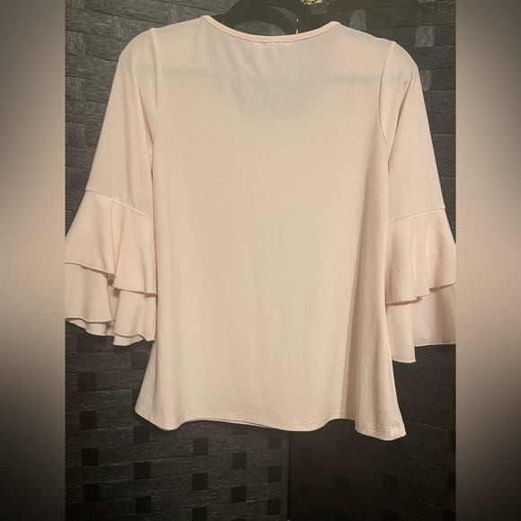 89th & Madison Womens Baby Pink Ruffle Sleeve Blouse Small - Picture 7 of 7